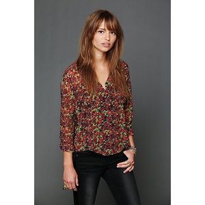 Free People Sheer Floral Print Top